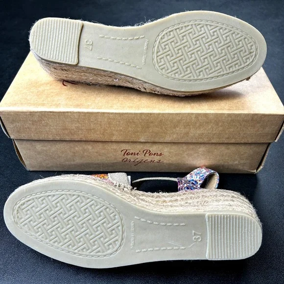 Toni Pons Telva‎ Espadrille Wedge Pump 37 Womens Leather Size 6.5 NEW - Picture 5 of 7